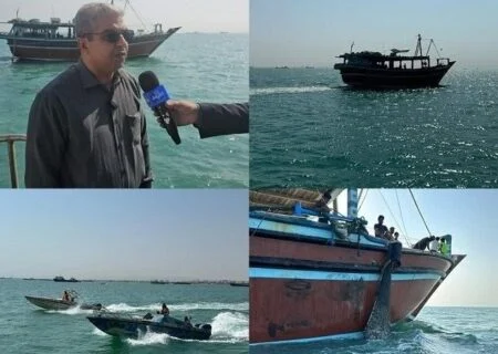 بازدید مدیر کل شیلات هرمزگان از صیدگاه میگو در هرمزگان