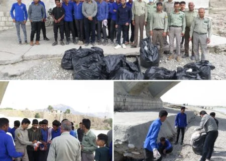 برگزاری همایش پاکسازی در حاشیه رودخانه و پل آبنما شهر ستان رودان