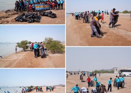 برگزاری همایش پاکسازی ساحل توسط شرکت فولاد کاوه کیش