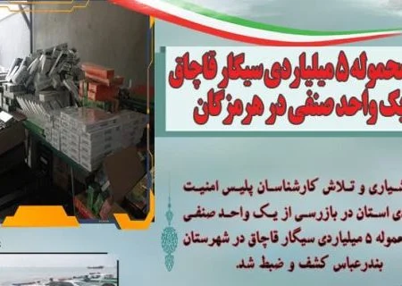 کشف محموله ۵ میلیاردی سیگار قاچاق از یک واحد صنفی در هرمزگان